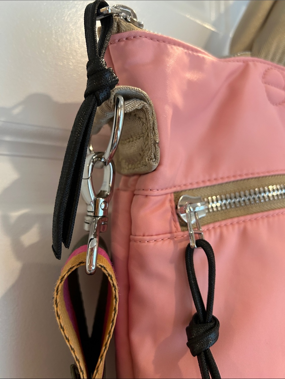 ShortyLOVE Large Pink Tote with Striped Adjustable Strap - Picture 6 of 15